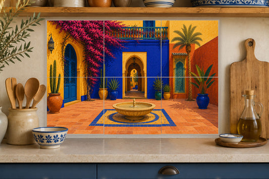 Patio Bleu de Marrakech – Composition Signature – 6 carreaux