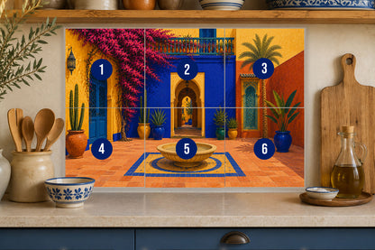 Patio Bleu de Marrakech – Composition Signature – 6 carreaux