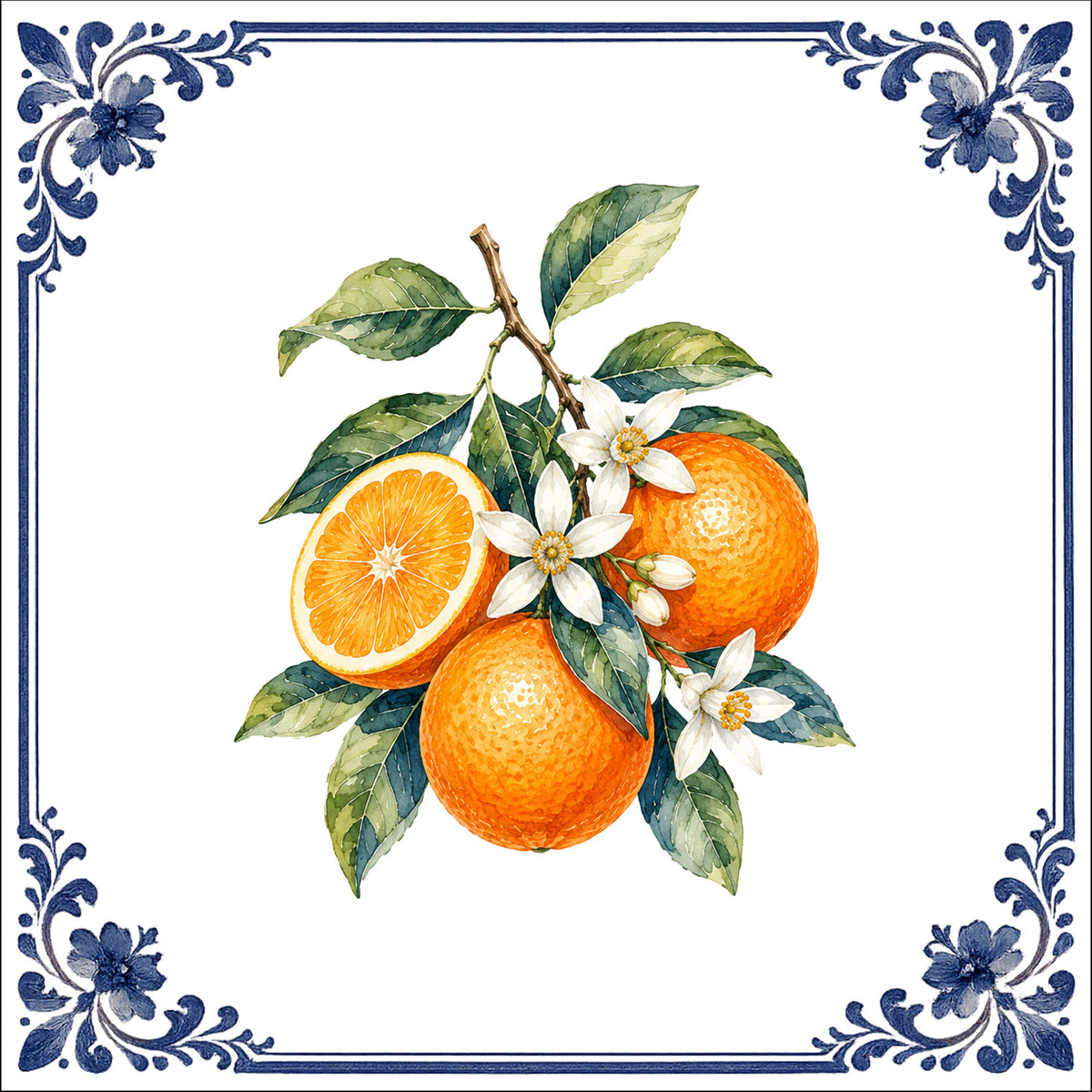Orange with flowers